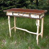 rustic desk adirondack custom furniture birch bark