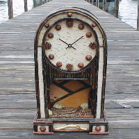 rustic table clock adirondack twig birch bark