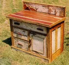 rustic commode, birch bark furniture, rustic